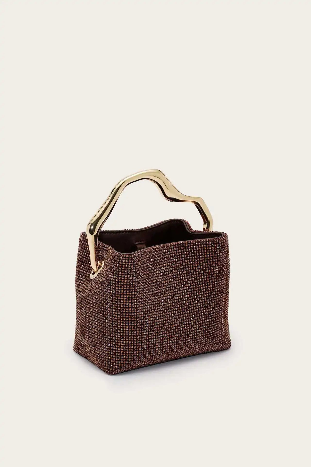 Luxury Satin Bucket Bag Women's Handbag Crystal Shiny Rhinestone Diamond Evening Bag Wedding Party Clutch Purse Crossbody Bag