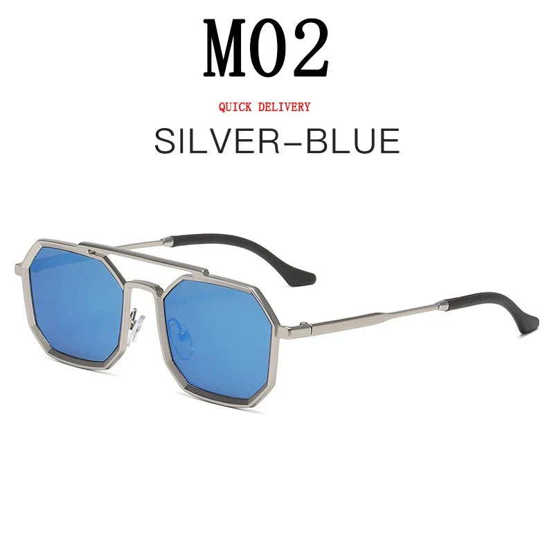Metal Sunglasses For Men Vintage Square Sunglasses Women Trendy Luxe Fashion Sun Glasses Steampunk Shades Gafas De Sol Hombre