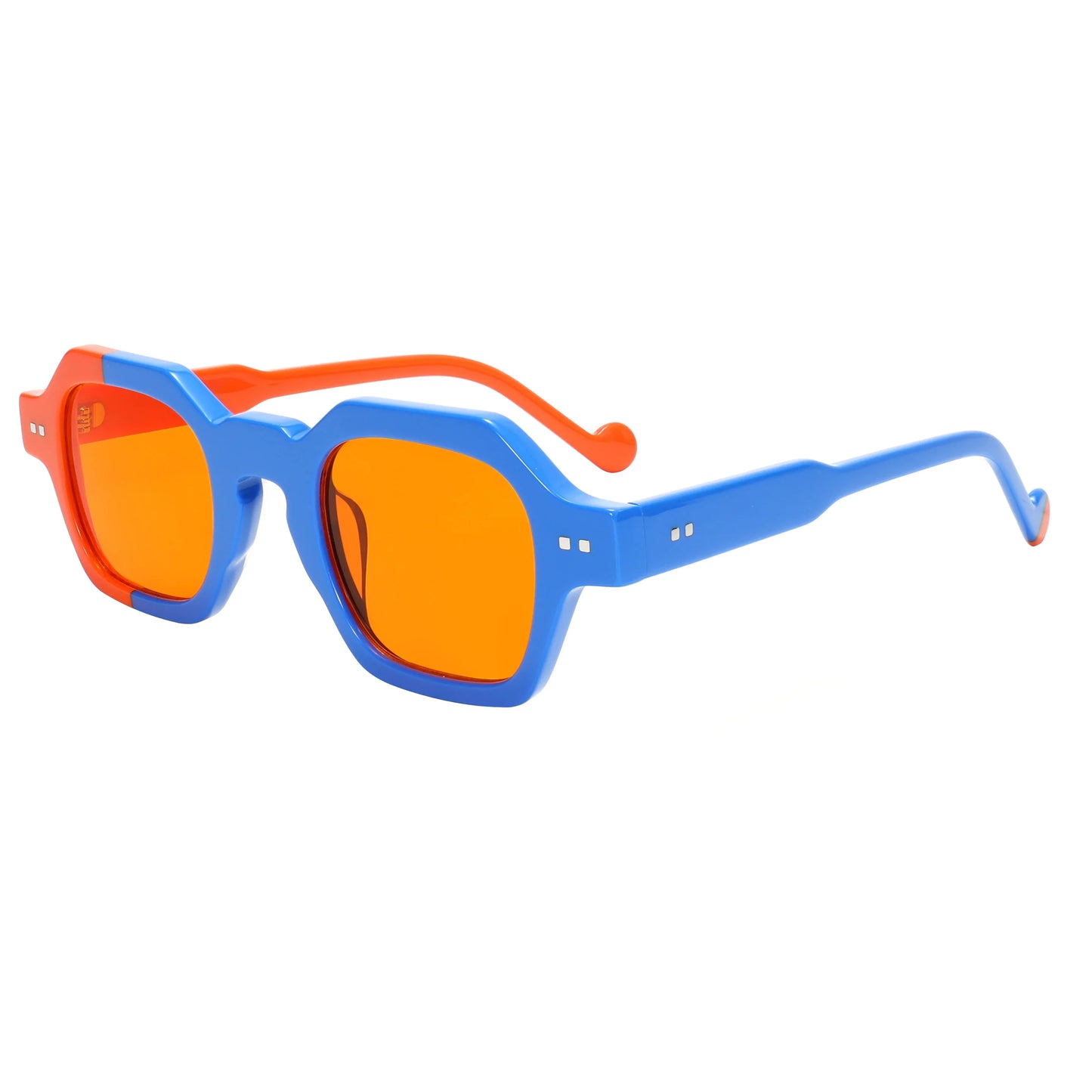 Retro Sunglasses Asymmetric Color Square Frame UV400 Protection for Women Men Polarized Lens Outdoor Daily Wear Lightweigh