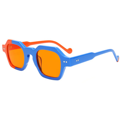 Retro Sunglasses Asymmetric Color Square Frame UV400 Protection for Women Men Polarized Lens Outdoor Daily Wear Lightweigh
