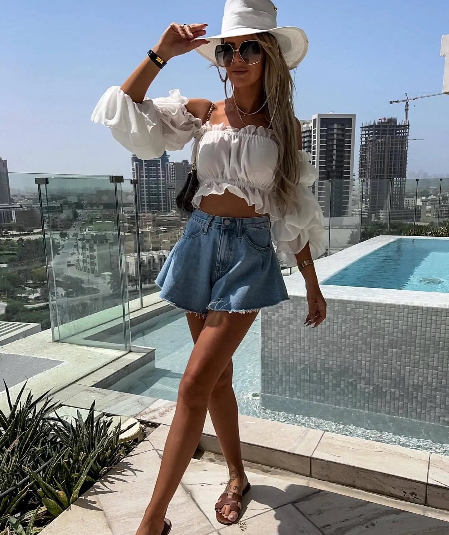 2026 New Summer Women's High Waist Umbrella Denim Shorts Jeans Hot Pants Shorts Feminino Ropa Mujer