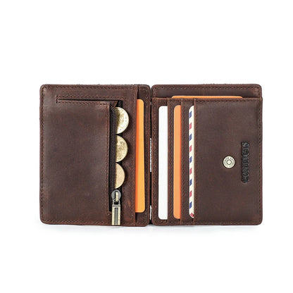 Magic Wallets Genuine Leather Men Slim Wallets RFID Card Holders Money Clip Ultra Thin Small Mini Wallets for Men Gift