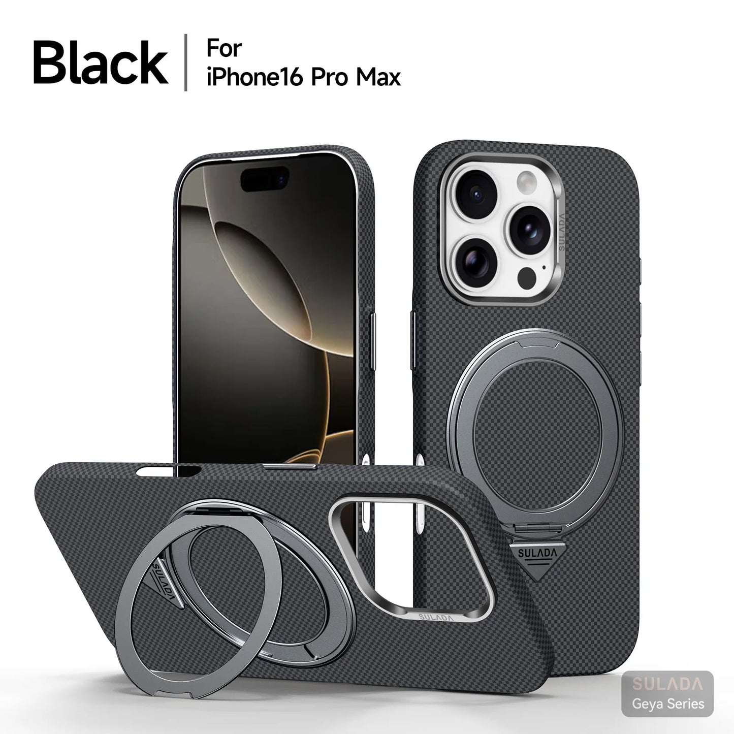 Kevlar Pattern Texture Wireless Charging Case For IPhone 18 Pro Max 17 16 360° Rotate Bracket Bare-metal Feel Drop-Proof Cover