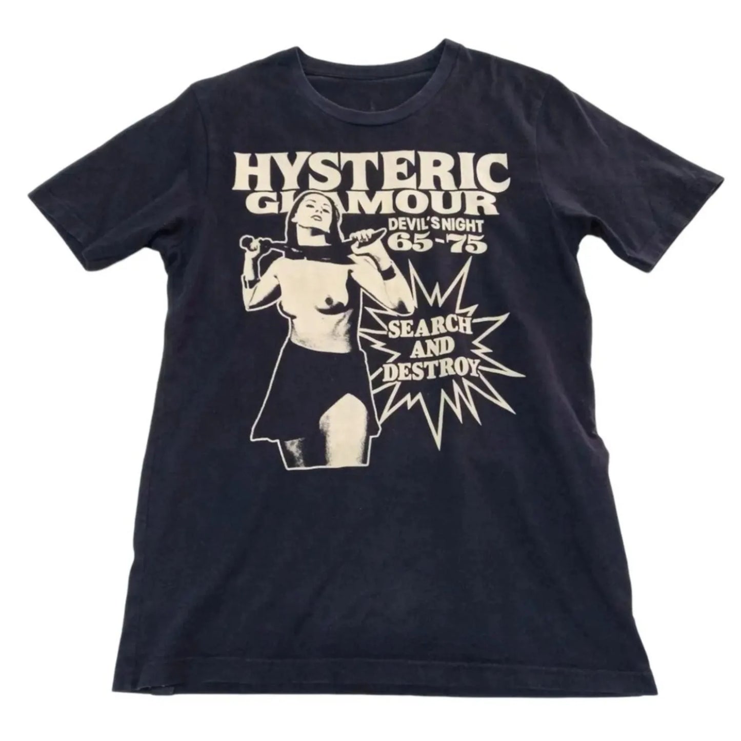 Hysteric Glamour 90s Retro Style Charcoal Reprint T Shirt for Men Women Y2k Graphic Short Sleeve Shirt Unisex Men Women Summer