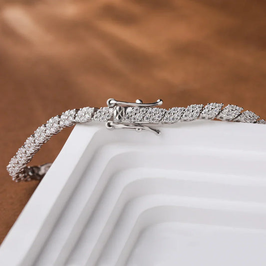 Bracelets tennis pleine moissanite pour hommes et femmes en argent S925, bracelets étincelants couleur D avec certificat
