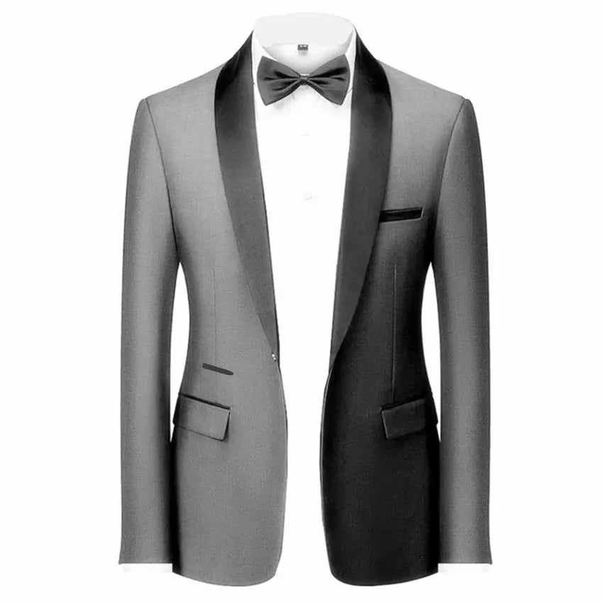 Mens Blazer Slim Fit Suit Jacket 1 Button Velvet Shawl Collar Wedding Formal Suit Jacket