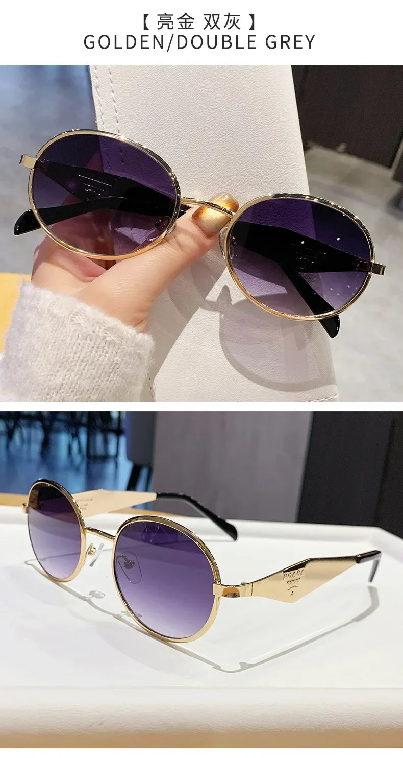 Fashion New Trend Oval Acetate Sunglasses for Women Brand Designer Ladies Shades Party Eyeglasses Girls Frame Sun Glasses