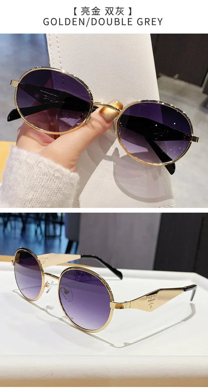 Fashion New Trend Oval Acetate Sunglasses for Women Brand Designer Ladies Shades Party Eyeglasses Girls Frame Sun Glasses