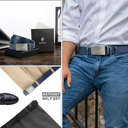 Brand Leather Belts for Men 115cm-135cm Automatic Belt with Ratchet Strap Top Quality Belts Luxury Belts for Men