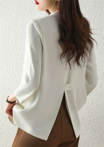 Women Solid Blazers Coat Fashion Slim Suits Female Casual Three-Quarter Sleeve Chic Tops Thin Office Lady Blazer Spring Summer