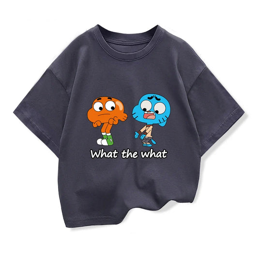 The Amazing World Of Gumball Tshirt For Kids Summer White Short-sleeved Cartoon Loose Tops 2025 New Teen Boys Fashion Clothes