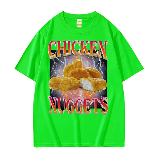 Funny Chicken Nuggets Vintage Style Meme Graphic T-shirt Men Women Hip Hop Gothic Oversized T Shirt 100% Cotton Comfort T-shirts