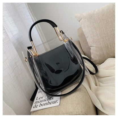 Fashion Transparent Women Shoulder Bag Jelly Candy Summer Beach Handbag for Female Messenger Bags Bolsa Totes Bucket Bag