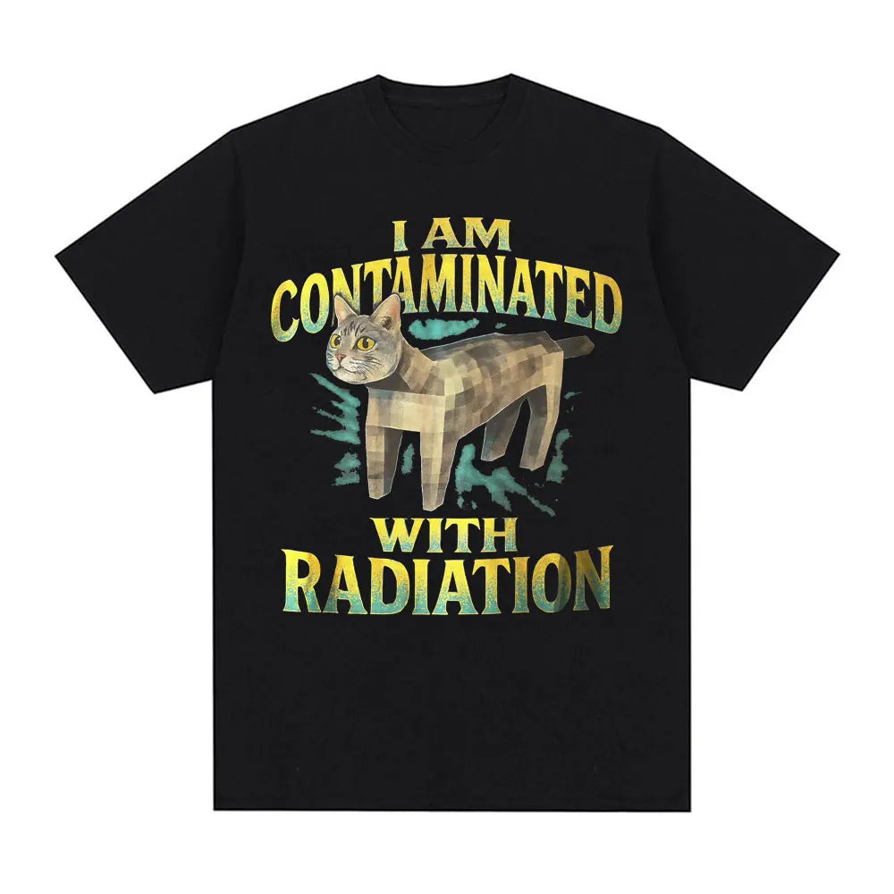 I Eat Cement Cursed Cat Funny Meme T Shirt for Men Women Fashion Casual Short Sleeve T Shirts Male Oversized Cotton T-shirt Tops