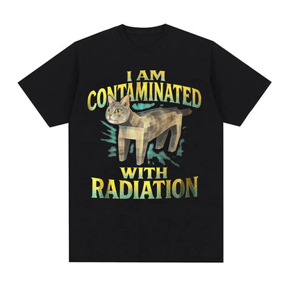 I Eat Cement Cursed Cat Funny Meme T Shirt for Men Women Fashion Casual Short Sleeve T Shirts Male Oversized Cotton T-shirt Tops