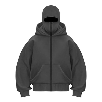 Plain Design Hooded Zip Up Sweatshirt for Men Women Autumn Winter Ins Style Couple Matching
