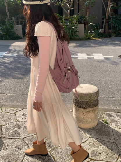 Spring 2025 Chic A-Line Dr Korean Sle Long Svel Women's Faionable Gown Ele Personali Commute Suitable Dr