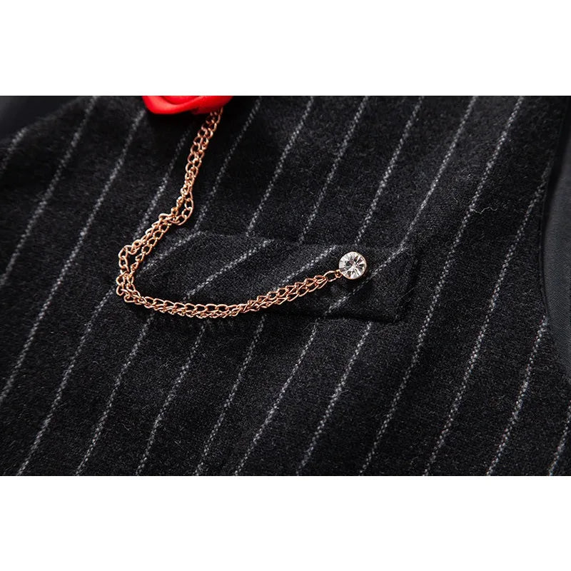 Men Suit Vest Vintage Striped Single-breasted Man Waistcoats Business Casual Slim Sleeveless Male Party Dress Vests