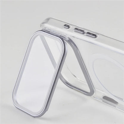 For Magsafe Folding Lens Holder Clear Magnetic Case For iPhone 17Pro Max 15 16Pro 17 With Camera Tempered Glass Hard Back Cover