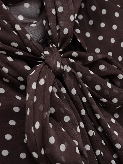Polka Dot Printed Women Shirt 2026 Spring New Bow Tied Blouse Woman Tops Lady Ruffles Long Sleeve Loose Elegant Blouses Top ﻿