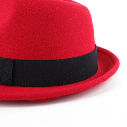 British Style Classic Jazz Hats Autumn and Winter New Women's Woolen Hat Men's Felt Warm Hat Stage Performance Hat