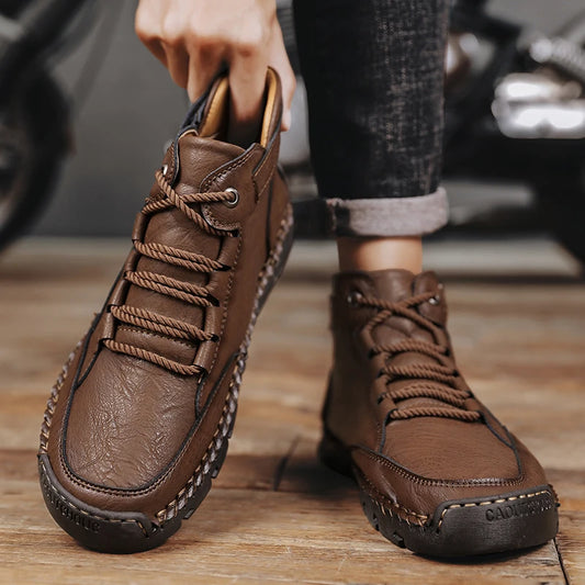 Men's Hand-stitched Boots Plus-size Casual Shoes Comfortable Soft Ankle Boots Outdoor Non-slip Wear Boots
