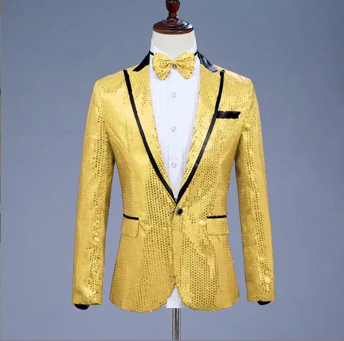 2026 New Men's Red Suit Jacket, Wedding Party Slim Dress Coat, Sequin Decoration Luxurious Blazers Blue Green Terno Masculino