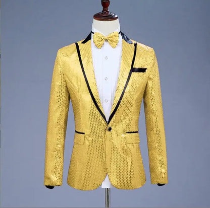 2026 New Men's Red Suit Jacket, Wedding Party Slim Dress Coat, Sequin Decoration Luxurious Blazers Blue Green Terno Masculino