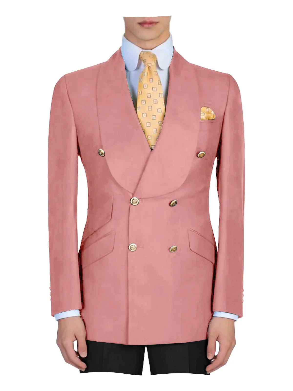 Mens Mint Green Double Breasted Blazer Slim Fit Shawl Collar Formal Sport Coat with Gold Buttons for Groom Prom Business Casual