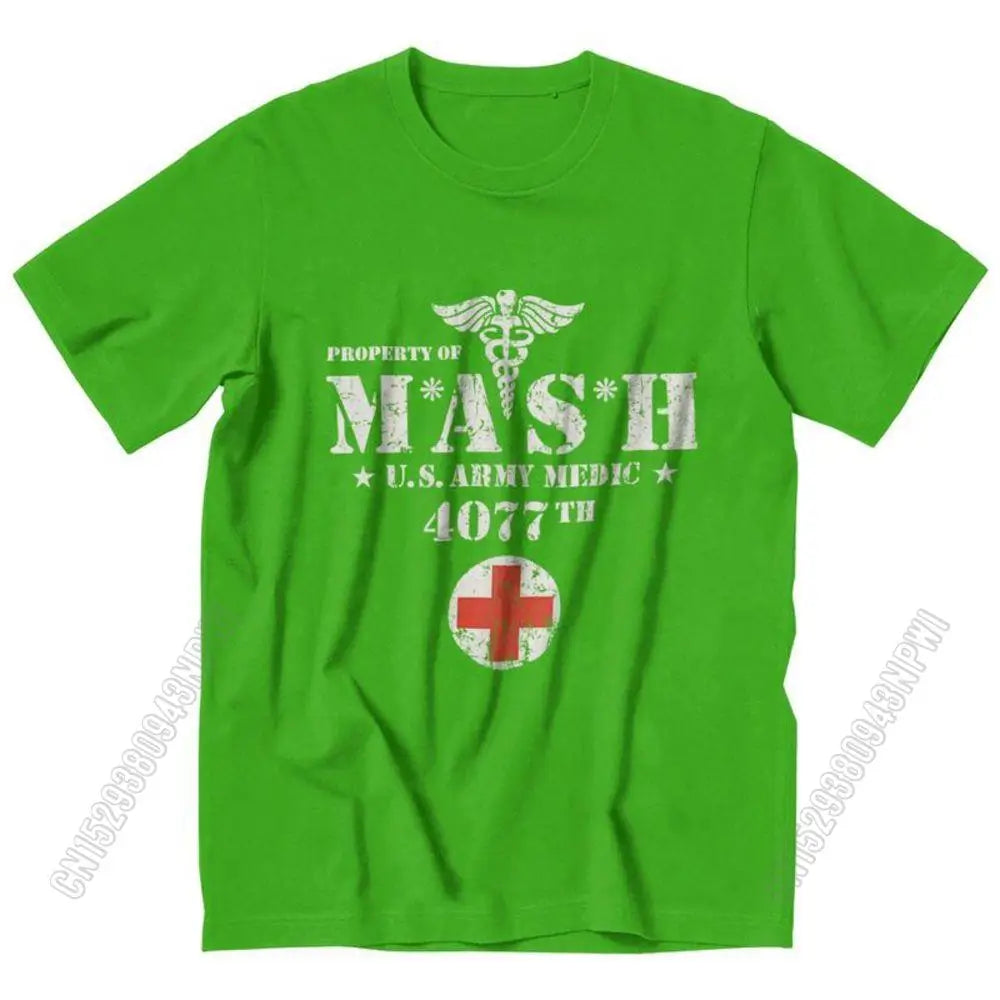 Vintage Mash Tv Show Men T Shirt 100% Cotton Tee Tshirts Summer T-Shirt Gift Women Unisex Clothes Novelty Design