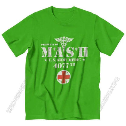 Vintage Mash Tv Show Men T Shirt 100% Cotton Tee Tshirts Summer T-Shirt Gift Women Unisex Clothes Novelty Design