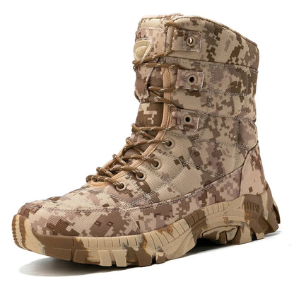 Men Tactical Boots Waterproof Army Work Climbing Hiking Shoes Training Motorcycle Hunting Safety Unisex Desert Boot High Quality