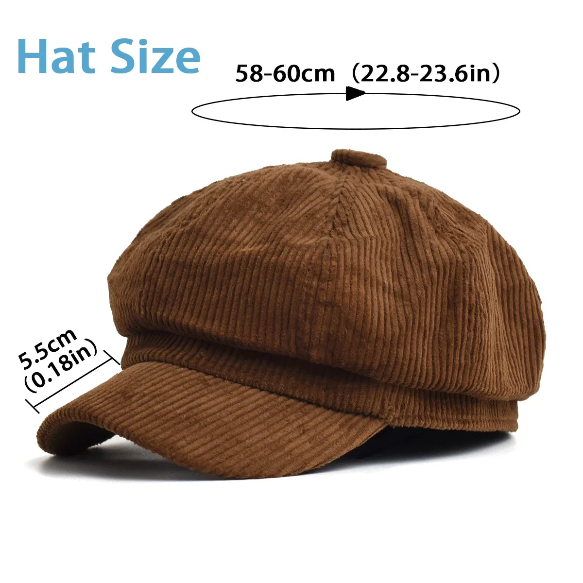 Vintage English Newsboy Cap - Women's Octagonal Beret | Baker Boy Hat for Autumn & Winter