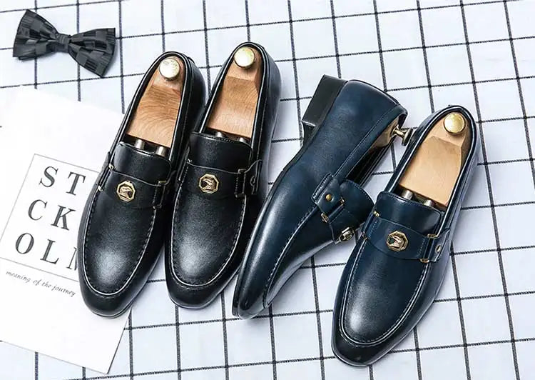 New Black Loafers Men Slip-On Round Toe Fashion Mens Dress Shoes Free Shipping Wedding Shoes for Men Size 38-47