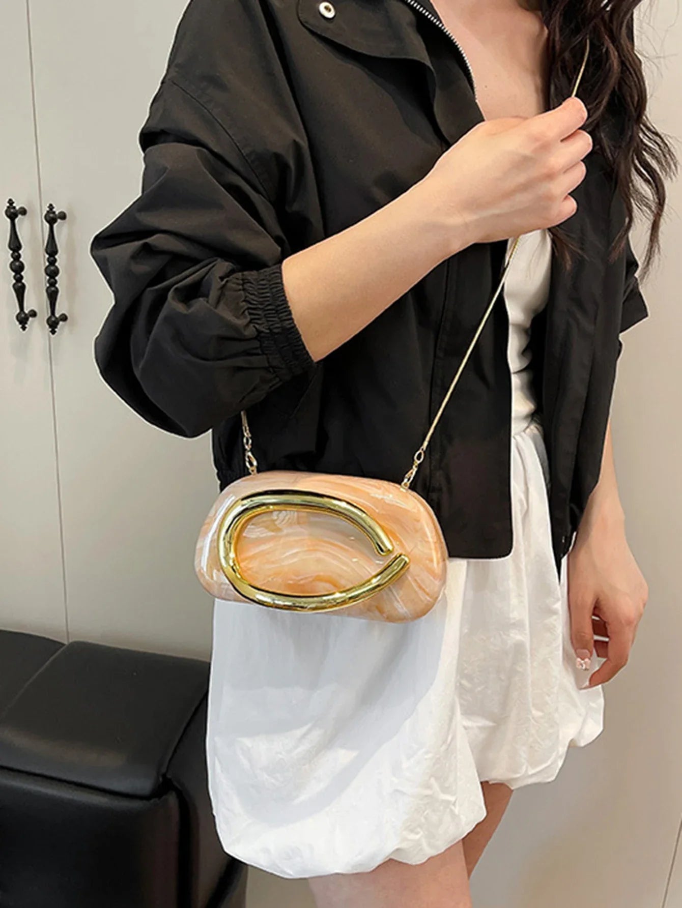 Women's Sealed Box Shaped Acrylic Clutch Fashion Dinner Wedding Party Handbag Elegant Luxury Designer Crossbody Shoulder Bag