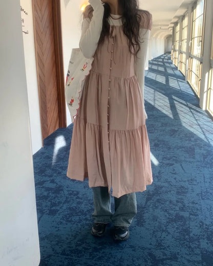 Spring 2025 Chic A-Line Dr Korean Sle Long Svel Women's Faionable Gown Ele Personali Commute Suitable Dr