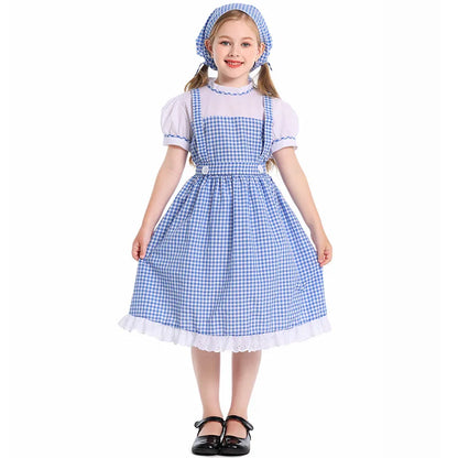 Hildren's Dorothy From The Wizard of Oz Costume Halloween Cosplay Lolita Maid Pastoral Character Shooting Dress