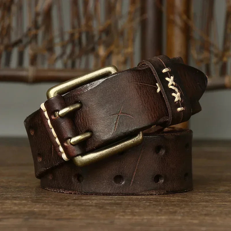 3.8CM Men High Quality Genuine Leather Brass Buckle Belt Luxury Designer Belts Men Pure Cowskin Fashion Strap Male Jeans for Man