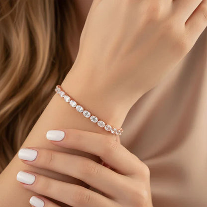 0.3-1.5CT Oval Cut Moissanite Hip-hop Tennis Bracelets for Women Men Lab Diamond Wedding Party 100% S925 Silver Chain