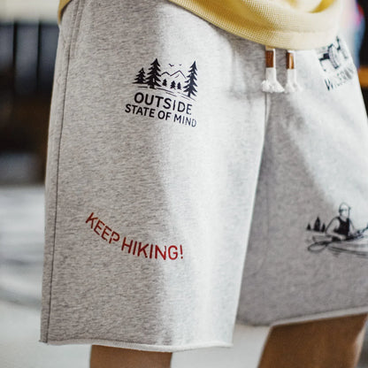 Summer Men's Shorts Retro Print Loose Sport Shorts Elastic Waist Casual Shorts American Knitted Knee-Length Short