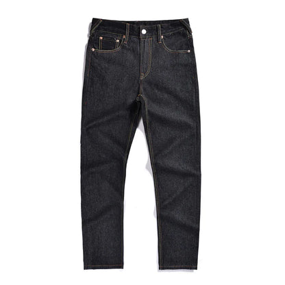 Japanese Handmade Embroidered Jeans Men's Pure Cotton Straight Tube Hip-Hop Popular Slim Red Ears Show Thin Trousers Devil Big M
