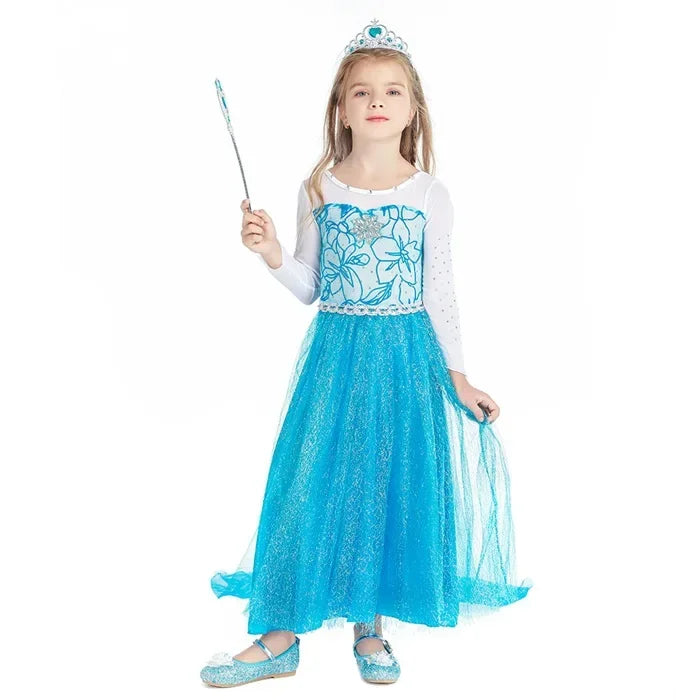 Elsa Dress for Girls 2-10 Yrs Birthday Role Anna Elsa Princess Dress for Kids Halloween Carnival Party Girls Costume