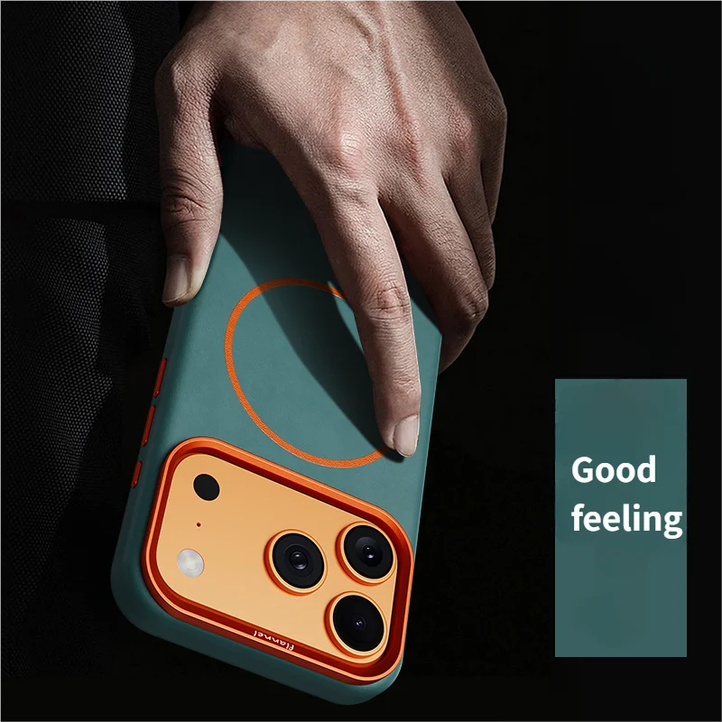 High-End Elephant Leather Texture Magnetic Phone Case for IPhone 17 Pro Max Air for Magsafe Wireless Charging Full Protect Cover
