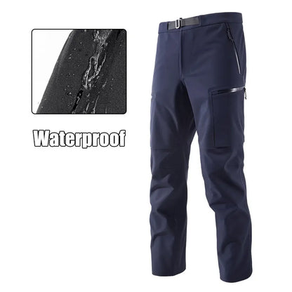 Autumn Hiking Pant Men Waterproof Soft Shell Pant High Elastic Outdoor Cycling Fishing Trousers Multi Pocket Windproof Trousers