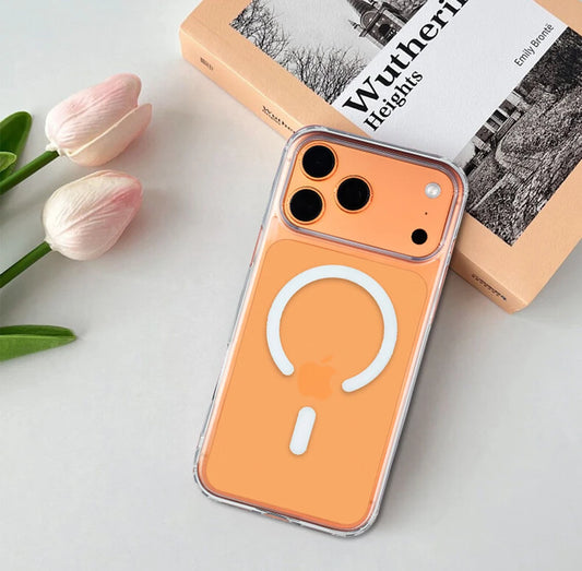 For Magesafe Phone Case for iPhone 17 16 15 14 13 12 11 Pro Max Air Plus Magnetic Wireless Charge Transparent Case Back Cover