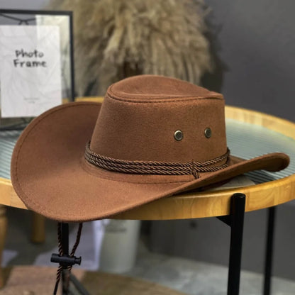 Fashion Western Style Western Cowboy Hat Ethnic Style Large Brim Felt Fedora Hats Jazz Hat Unisex