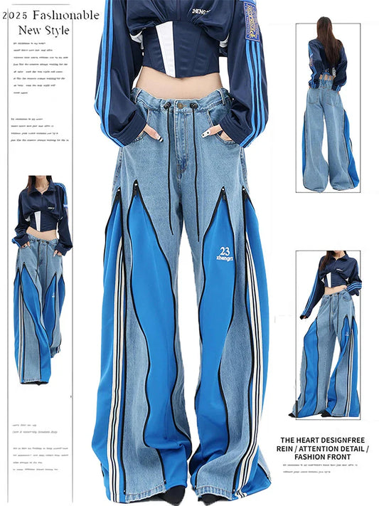 Winter Women's Denim Pants Japanese Y2K Wide Fit Baggy Mom Jeans Grunge Harajuku Cowboy High Quality Stacked Jeans  Boyfriend