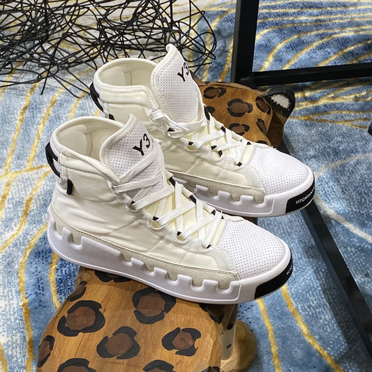 American European Fashion Casual Shoes Men High-top Sneaker Boots Cowhide Comfortable Leather Ankle Boots Lace-up Flat Trainers