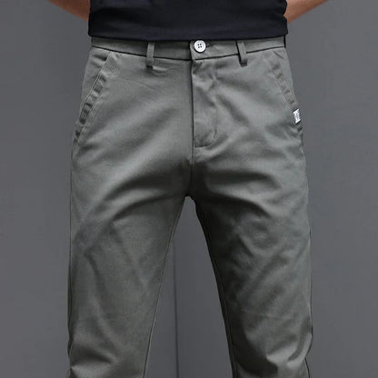 2024 Spring Summer Men's Casual Pants 97.8% Cotton Business Korean Fashion Slim Fit Stretch Gray Black Khaki Trousers Male Pant