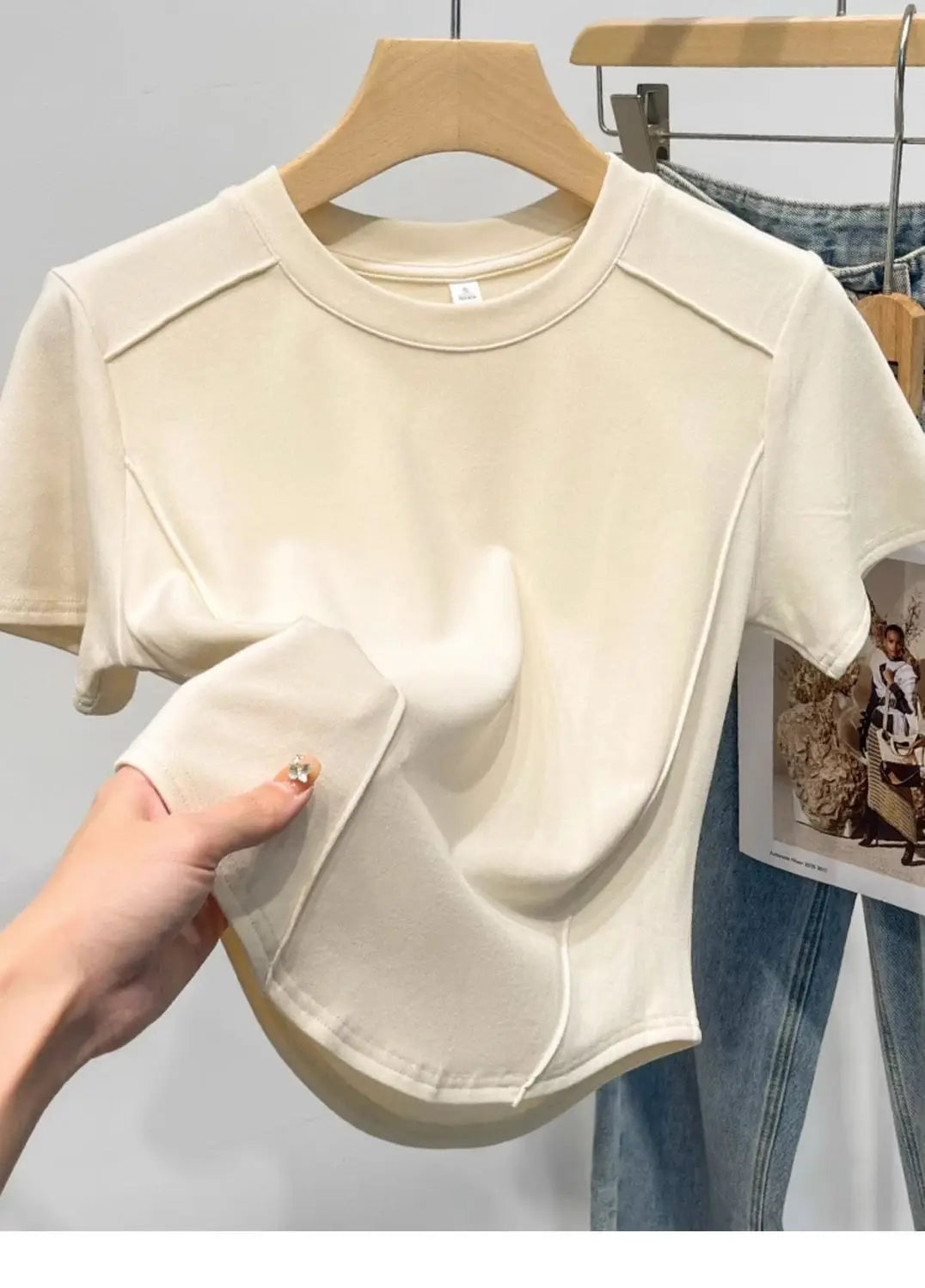 2026 Summer White T-shirt Cotton Female Short-sleeved Student Versatile Slim T-shirt Harajuku Crop Top Trend